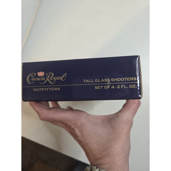 Crown Royal Gold Logo Tall Shooter Glass Set of 4 2 fl oz Clear Barware Shot - Picture 3 of 5